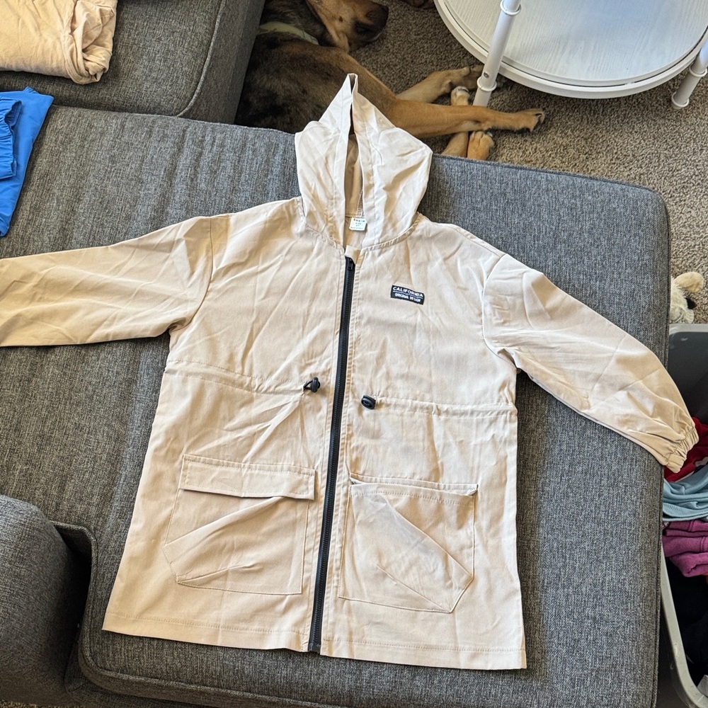 SHEIN Kids Light Tan Hooded Raincoat